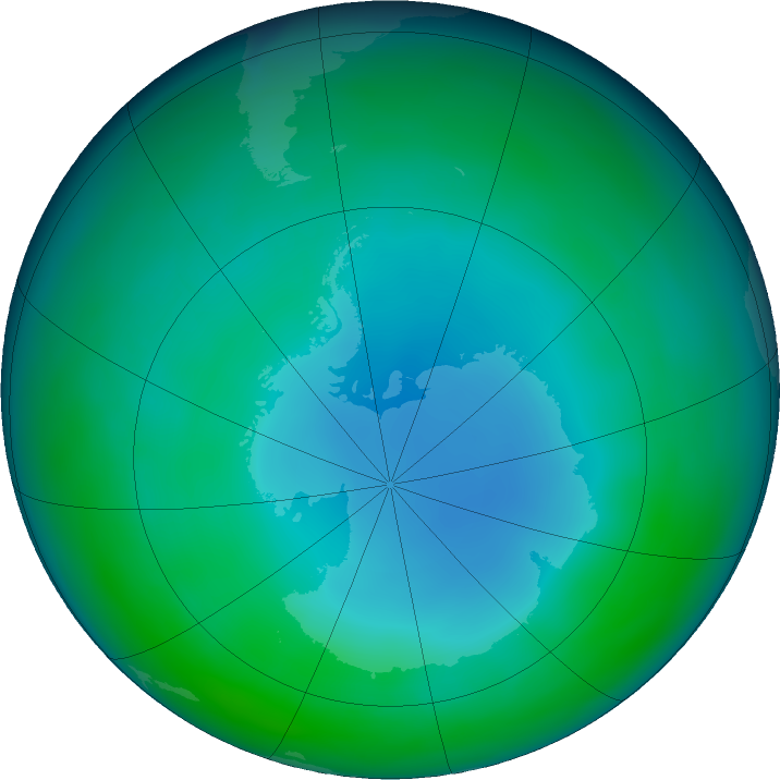 Antarctic ozone map for June 2022
